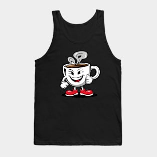 Funny Coffee Cup Laughing image print Tank Top